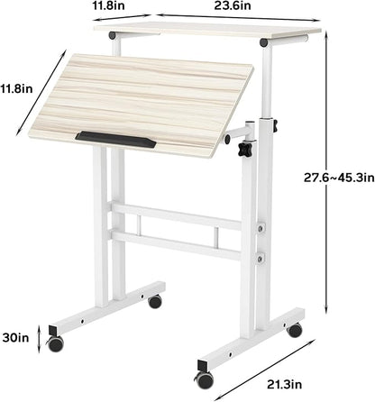 SogesPower Mobile Laptop Desk Adjustable Side Table Home Office Computer Stand for Bed Sofa, White Maple, JZS-101-MP-N