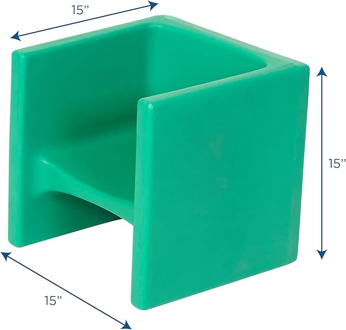 Children's Factory 3-in-1 Cube Chair for Kids, Flexible Seating Classroom Furniture, 1-Pack, Green