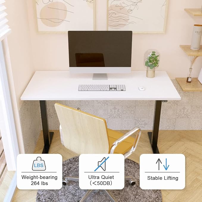 Electric Standing Desk Frame, Dual Motor Height Adjustable Desk Base for Home and Office (Black Frame + Motors + Control Panel)