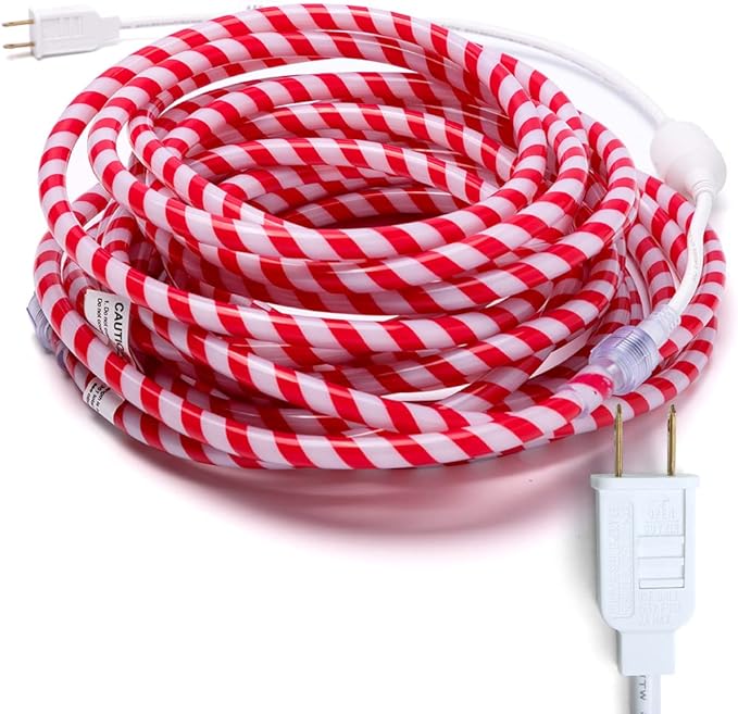 Joiedomi 40FT LED Candy Cane Rope Lights, Waterproof Outdoor 360 LED Christmas Decor Lights for Garden Yard Party Xmas Christmas Holiday Decorations