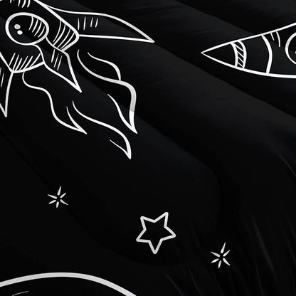 Datura home Kids Space Astronaut Comforter Set for Boys Kids Children,Galaxy Space Ship Astronaut Rocket Printed Bedding Set with 1 Comforter and 2 Pillowcases(Space Galaxy Full), Full 80x90inches