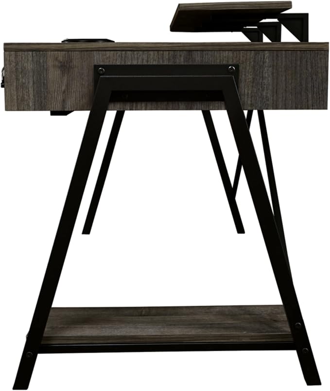 Signature Design by Ashley Barolli Home Office Gaming Desk with Multiuple LED Back Lights, Grayish Brown