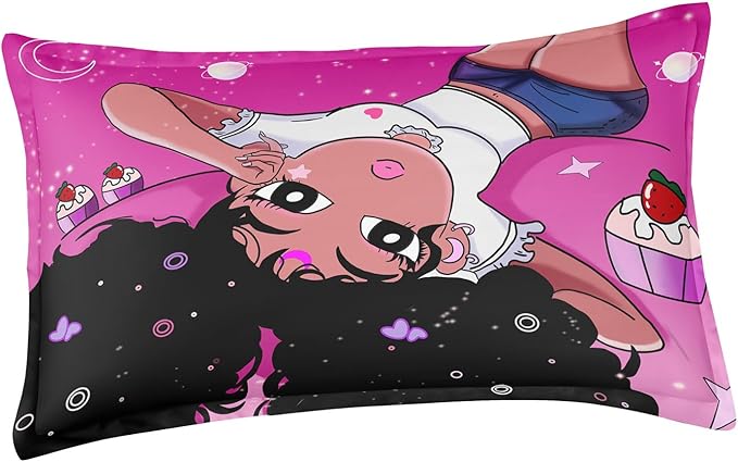 African American Black Girl Comforter Set, Twin Size Bedding Set for girls, Pink Black Girls Bedroom Decor Bed Set, Princess Bedding Set with 1 Comforter and 2 Pillow Cases