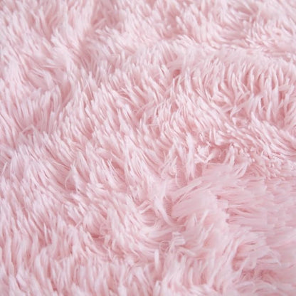Faux Fur Kids Girls Light Pink Comforter Sets Queen - 3PC Bed Set Warm Comfortable Soft Plush Flannel Velvet Fluffy Fuzzy Bedding（Comforter x 1 Pillowcases x 2）