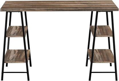 Monarch Specialties 7525 Computer Desk, Home Office, Laptop, Storage Shelves, 48" L, Work, Metal, Laminate, Black, Contemporary, Modern Desk-48, 47.25" L x 23.75" W x 30" H, Brown Reclaimed Wood-Look