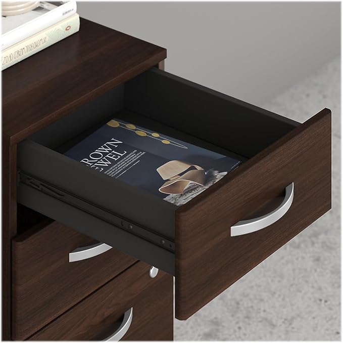 Bush Business Furniture HYF216BWSU-Z Hybrid 3-Drawer Mobile File Cabinet, Letter/Legal, Black Walnut, 20-Inch