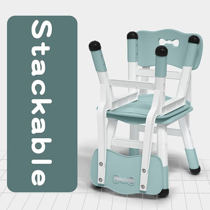 Adjustable Kid Chairs Indoor 3 Level Adjustable Suitable for Children Age 2-6. Maximum load-bearing 220LBS Suitable for Family Classroom and Nursery Child Seat Set (2-Pack-Ink Blue)
