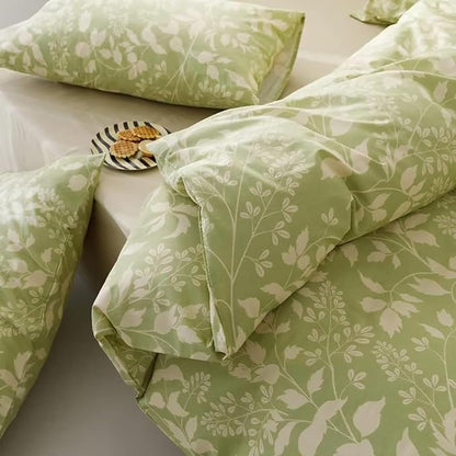 Green Botanical Comforter Set King Sage Green Floral Comforter Cotton Women Girls Matcha Green Floral Plant Quilts Garden Bohemian Sage Green Blanket Rustic Leaf Blossom King Bed Comforter