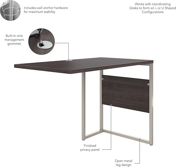 Bush Business Furniture Hybrid Desk Return/Bridge, 42W x 24D, Storm Gray
