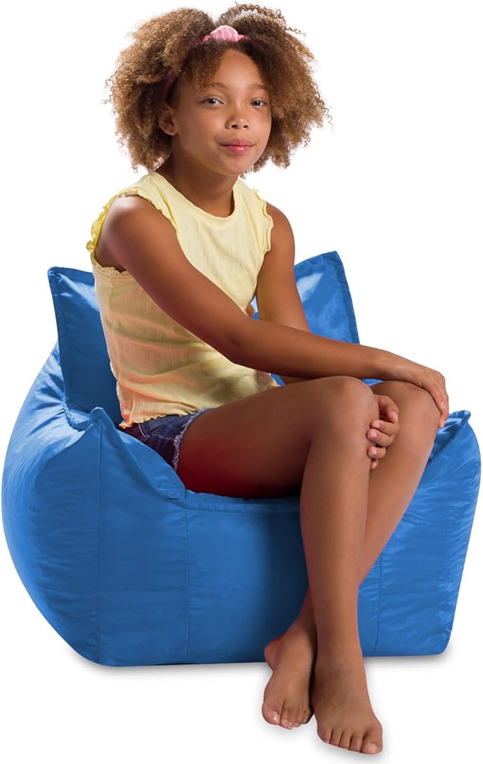 Posh Creations Bean Bag Chair Structured Comfy Seat Use for Gaming, Reading and Watching TV, Newport, Royal Blue
