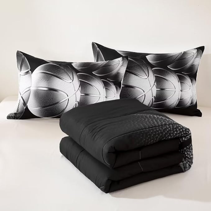 Basketball Comforter Set Full Size for Boys Kids Teens All Season Sports Theme Basketball Bedding Sets Teenage Bed Bedrooom Set 3 Pieces with Pillowcases,