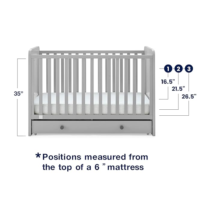 babyGap by Delta Children Graham 4-in-1 Convertible Crib with Storage Drawer TrueSleep Crib and Toddler Mattress (Bundle), Grey/Dark Grey