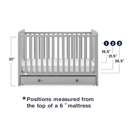 babyGap by Delta Children Graham 4-in-1 Convertible Crib with Storage Drawer TrueSleep Crib and Toddler Mattress (Bundle), Grey/Dark Grey