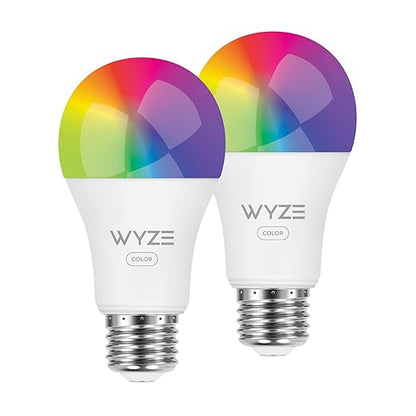 Wyze Switch, 2.4 GHz WiFi Smart Light Switch, Single-Pole, Needs Neutral Wire, White & Bulb Color, 1100 Lumen WiFi RGB and Tunable White A19 Smart Bulb, Works with Alexa and Google Assistant, Two-Pack