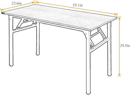 SDHYL 55in ches No Assembly Foldable Computer Desk for Home Office Workstation, Study and Writing, Black