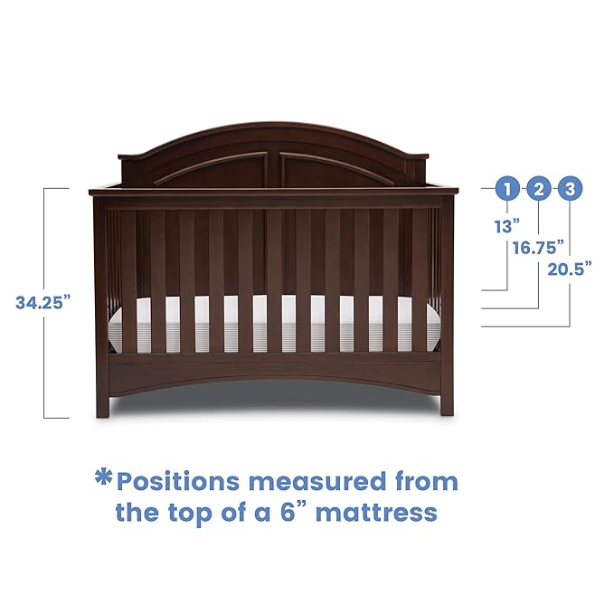 Delta Children Perry 6-in-1 Convertible Crib - Greenguard Gold Certified, Walnut Espresso