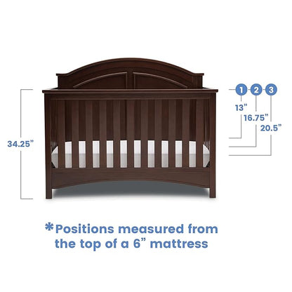 Delta Children Perry 6-in-1 Convertible Crib - Greenguard Gold Certified, Walnut Espresso
