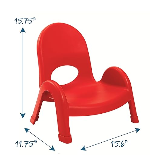 Children's Factory Angeles Value Stack Kids Chair, Preschool/Homeschool/Daycare Furniture, Flexible Seating Classroom Furniture for Toddlers, Red, 5" (AB7705PR)