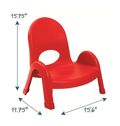 Children's Factory Angeles Value Stack Kids Chair, Preschool/Homeschool/Daycare Furniture, Flexible Seating Classroom Furniture for Toddlers, Red, 5" (AB7705PR)