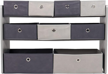 Humble Crew Kids Toy Organizer with 9 Storage Fabric Bins, Grey