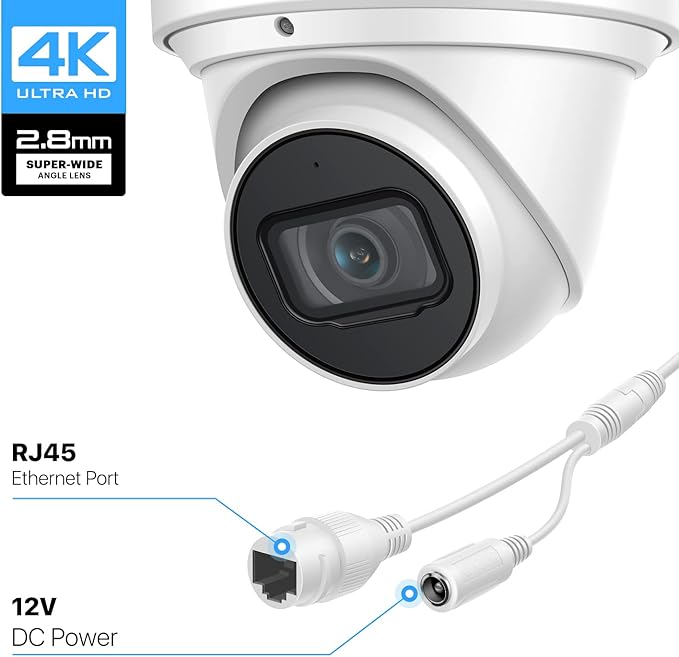 Amcrest 4K POE Security Camera System with 4K 8Ch PoE NVR (4) x 4K (8 Megapixel) Turret IP POE Cameras (3840x2160) Pre Installed 2TB Hard Drive NV4108E-IP8M-T2599EW4-2TB