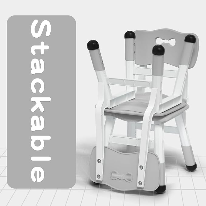 Adjustable Kid Chairs Indoor 3 Level Adjustable Suitable for Children Age 2-6. Maximum load-bearing 220LBS Suitable for Family Classroom and Nursery Child Seat Set (2-Pack-Grey)