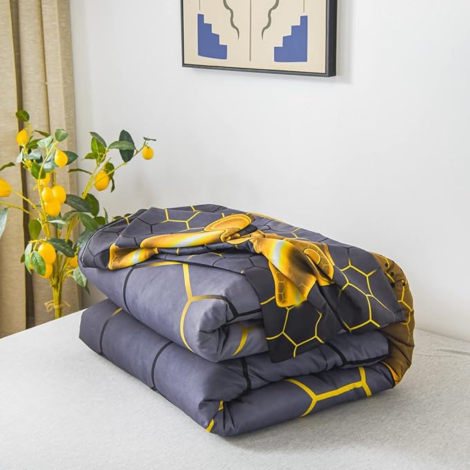 NTBED Game Console Comforter Set for Boys Girls Kids Geometric Lightweight Microfiber Bedding Sets (Gold, Full)
