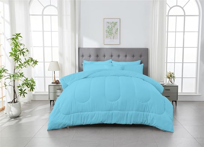 3 Piece Solid Color All Season Bedding Comforter Set Microfiber Soft Lightweight Bedding Set for Kids Teens Adults Room Decor with 1 Comforter and 2 Pillowcases King