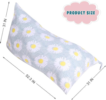 Stuffed Animal Storage Bean Bag Chair Cover, Canvas Daisy Plush Toy Storage Stuff and Sit Seat for Kids/Teens/Adults, 52" x 31" Extra Large Triangle Floor Sofa Lounger, 200L/52Gal, Cover Only