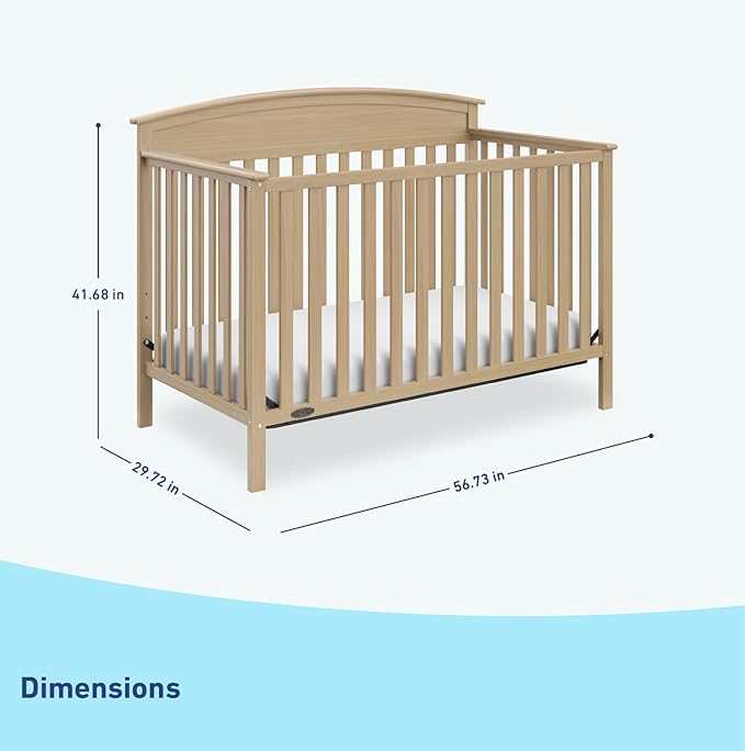 Graco Benton 5-in-1 Convertible Crib (Driftwood) – GREENGUARD Gold Certified, Converts from Baby Crib to Toddler Bed, Daybed and Full-Size Bed, Fits Standard Full-Size Crib Mattress