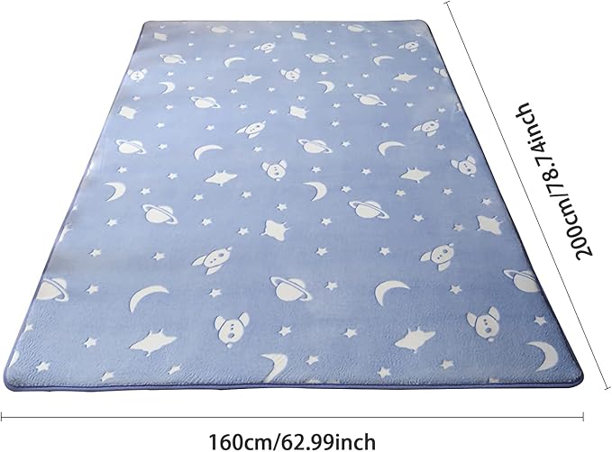 Eanpet Glow in The Dark Floor Mats Luminous 5’ x 7’ Area Rug Soft Decorative Play Mat for Kids Crawling Mat Non-slip Living Room Rug Carpets for Bedroom Home Decor,Blue Universe