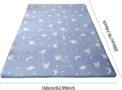 Eanpet Glow in The Dark Floor Mats Luminous 5’ x 7’ Area Rug Soft Decorative Play Mat for Kids Crawling Mat Non-slip Living Room Rug Carpets for Bedroom Home Decor,Blue Universe