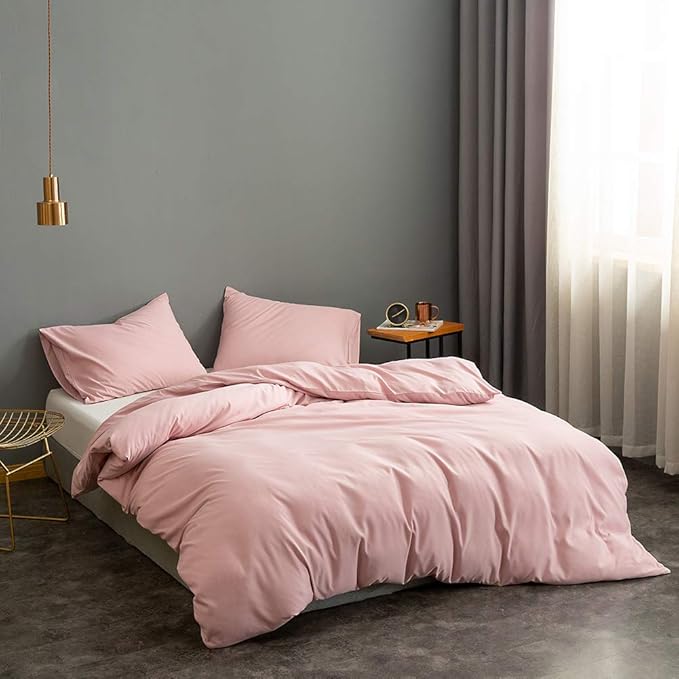 Pink Comforter King Size, Aesthetic Modern Bedding Set for Girls/Women, Cute Soft & Lightweight Chic Microfiber Bed Sets, 3 pcs-1 Comforter & 2 Pillowcases (104x90 Inches)