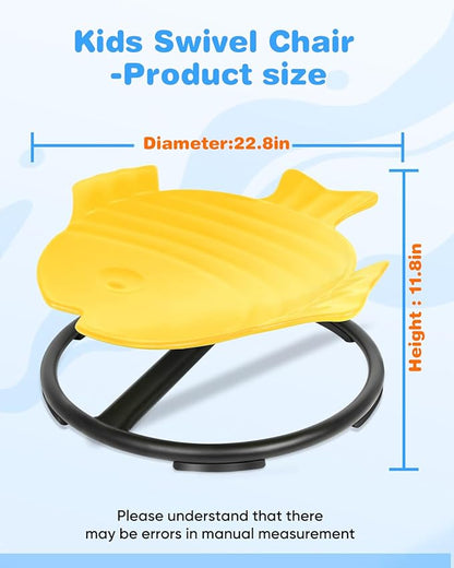 Kids Swivel Chair, Spin Sensory Chair, Spin Chair for Kids Autism,Yellow Metal Base Wobble Stool for Improving 3+ Years Old Kid's Physical Coordination, Ideal Companion for Autism Children