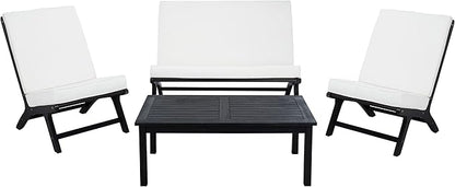 SAFAVIEH Outdoor Collection PAT7044 Conversation Set, Black/Beige