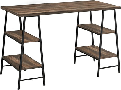 Monarch Specialties 7525 Computer Desk, Home Office, Laptop, Storage Shelves, 48" L, Work, Metal, Laminate, Black, Contemporary, Modern Desk-48, 47.25" L x 23.75" W x 30" H, Brown Reclaimed Wood-Look