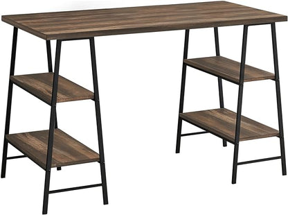 Monarch Specialties 7525 Computer Desk, Home Office, Laptop, Storage Shelves, 48" L, Work, Metal, Laminate, Black, Contemporary, Modern Desk-48, 47.25" L x 23.75" W x 30" H, Brown Reclaimed Wood-Look