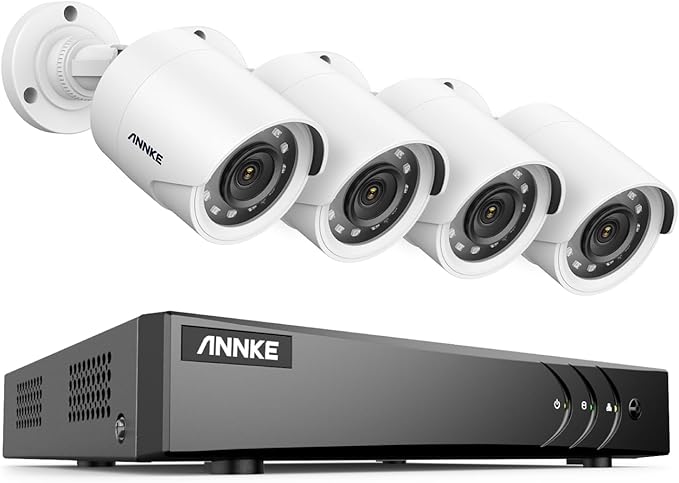 ANNKE 8CH 3K Lite Wired Security Camera System, H.265+ DVR with AI Human/Vehicle Detection, 4X 1080p CCTV Bullet Cams, 100ft Night Vision, Easy Remote Access, Motion Alert, No Hard Drive Disk