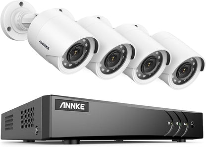 ANNKE 8CH 3K Lite Wired Security Camera System, H.265+ DVR with AI Human/Vehicle Detection, 4X 1080p CCTV Bullet Cams, 100ft Night Vision, Easy Remote Access, Motion Alert, No Hard Drive Disk