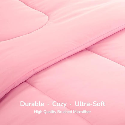 SLEEP ZONE Kids Bedding Comforter Set Full/Queen Size - Super Cute & Soft Kids Bedding 7 Pieces Set with Comforter, Sheet, Pillowcase & Sham (Ballet Pink Color)