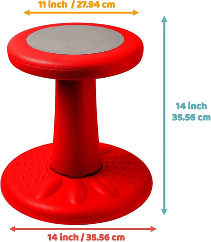 Studico ActiveChairs Kids Wobble Stool, Flexible Seating for Preschool & Elementary Classrooms. Improves Focus & Posture, Helps ADHA/ADD, Wiggle Seat, [Active Desk Chairs], 14" Stool, Ages 3-7, Red