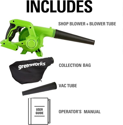 Greenworks 24V (90 MPH / 180 CFM / 125+ Compatible Tools) Cordless Shop Blower, Tool Only