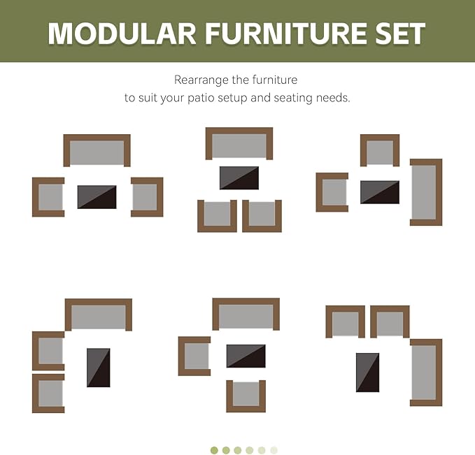 Patio Furniture Set,4 Piece Garden Conversation Set, Outdoor Wicker Rattan Table and Chairs, Black Patio Set, Sectional Sofa with Thick Cushion for Garden, Yard, or Porch (Brown/Grey)…