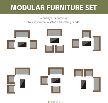 Patio Furniture Set,4 Piece Garden Conversation Set, Outdoor Wicker Rattan Table and Chairs, Black Patio Set, Sectional Sofa with Thick Cushion for Garden, Yard, or Porch (Brown/Grey)…