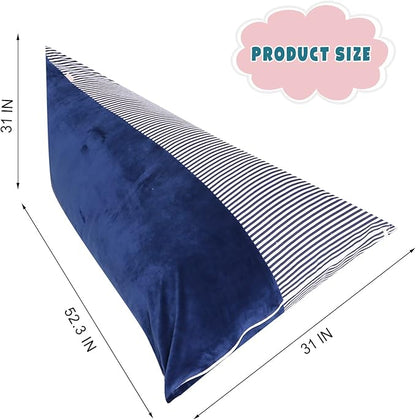 Stuffed Animal Storage Bean Bag Chair Cover, Velvet Canvas Blue Denim Plush Toy Storage Stuff and Sit Seat for Kids/Teens/Adults, 52" x 31" Extra Large Triangle Sofa, 200L/52Gal, Cover Only