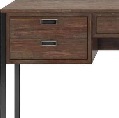SIMPLIHOME Richmond SOLID WOOD 60 inch Wide Home Office Desk, Writing Table, Workstation, Study Table Furniture in Rustic Natural Aged Brown