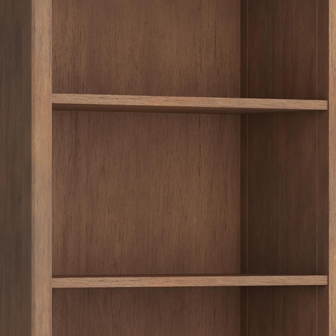 SIMPLIHOME Amherst SOLID WOOD 30 Inch Wide Transitional 5 Shelf Bookcase in Rustic Natural Aged Brown, for The Living Room, Study Room and Office