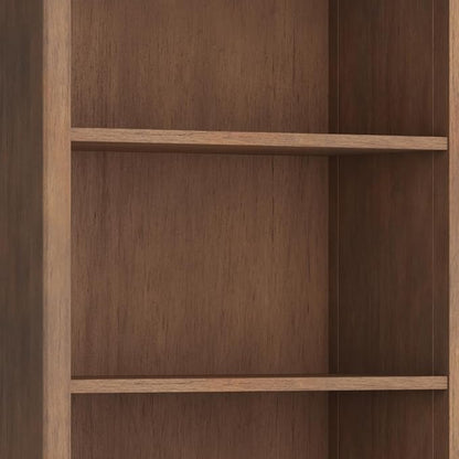 SIMPLIHOME Amherst SOLID WOOD 30 Inch Wide Transitional 5 Shelf Bookcase in Rustic Natural Aged Brown, for The Living Room, Study Room and Office