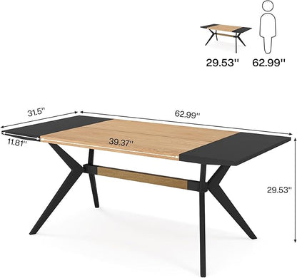 63" W Executive Desk, Extra Sturdy Thickened Wooden Workstation Study Desk Computer Desk Large Home Office Writing Desk for Home Office
