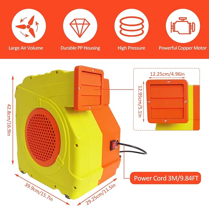 Inflatable Bounce House Blower,1400W-1600W,1.7 HP & 2 HP Dual Speed Inflatable Blower,Powerful Bounce House Air Blower Fan for Large Inflatable Bounce House, Bouncy Castle and Slides